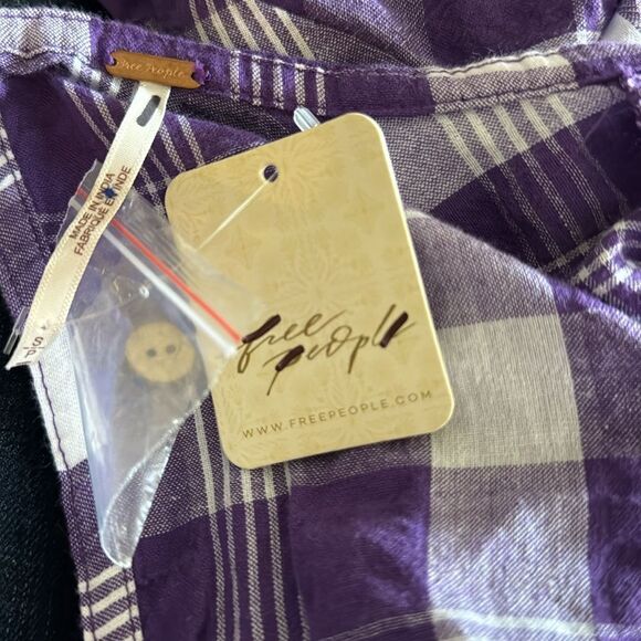 Free Poole Natalya purple/white gingham check babydoll style midi dress. Small. - Picture 7 of 7